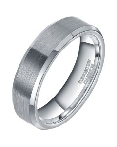 Wolfraam heren ring Mat Zilver 6mm