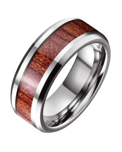 Wolfraam heren ring Tom Jaxon Zilverkleurig Glans Palissander Inlay