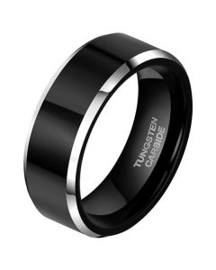 Wolfraam heren ring Zwart Zilver 8mm