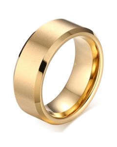 Wolfraam herenring 8mm Goudkleurig
