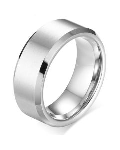 Wolfraam herenring 8mm Zilver