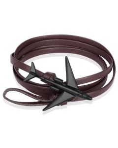 Wrap armband Heren Leer Vliegtuig Anker Zwart Bruin