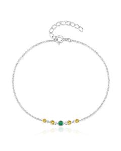 Zilveren Elenza Armband met Groene en Gele Zirkonia – Verfijnde Stijl voor Dames