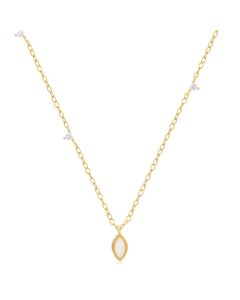 Zilveren Ketting met 18k Gouden Plating en Opaal Hanger – Delicate Schoonheid van Elenza