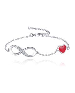 Zilverkleurige Armband Verstelbaar met Infinity en Hart