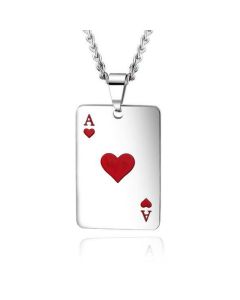 Zilverkleurige Cubaanse Schakelketting met Aas Hanger Rood