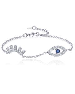 Zilverkleurige dames armband met Evil Eye en Steentjes