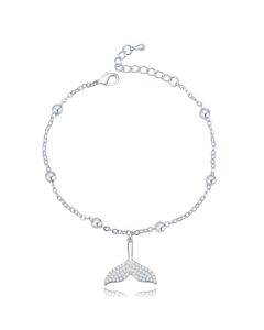 Zilverkleurige Damesarmband Verstelbaar met Walvis Vin en Zirkonia