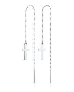 Zilverkleurige Ketting Oorbellen Dames met Kruis van Edelstaal