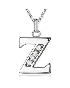Zilverkleurige Letter Z Dames Ketting met Zirkonia