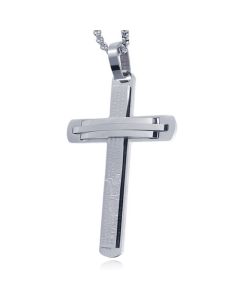Zilverkleurige Schakelketting met Zilverkleurig Kruis