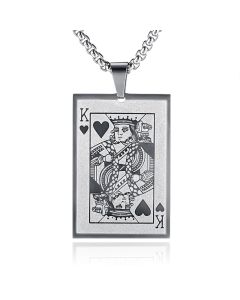 Zilverkleurige Venetiaanse Heren Schakelketting met Koning Hanger
