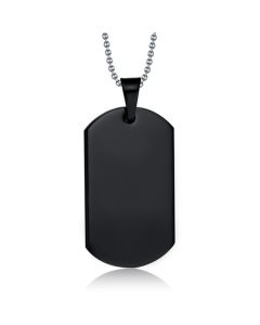 Zwarte Dogtag kettinghanger met ketting