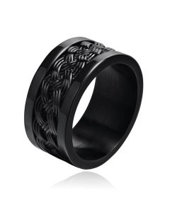 Zwarte mannen Ring Verweven Band - Mendes Jewelry