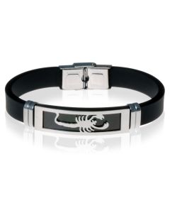Zwarte Siliconen armband RVS Schorpioen Zilver