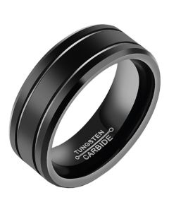 Zwarte Wolfraam heren ring 8mm