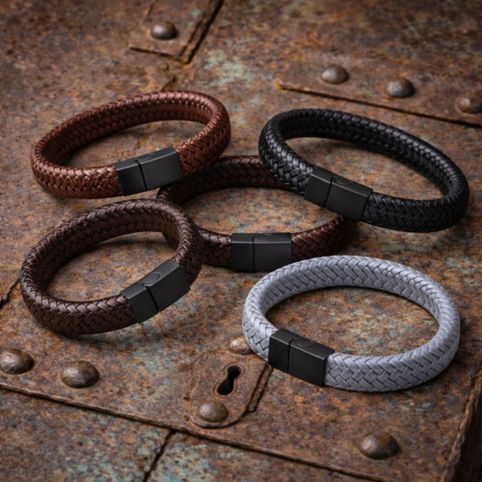 JOSH Heren Dubbele Leren Armband Vintage Bruin | 09264-BRA