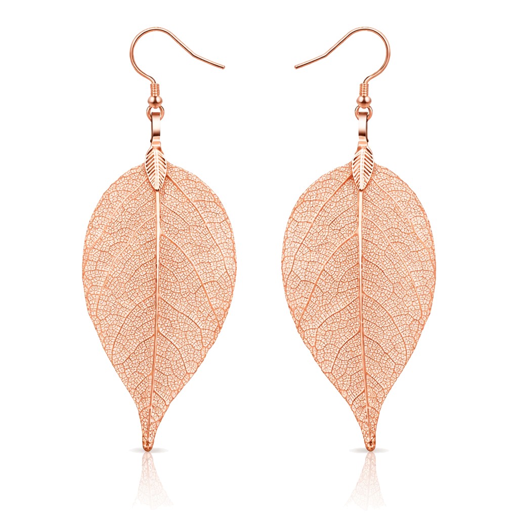 Dames oorhangers Blad oorbellen Leaf Rose