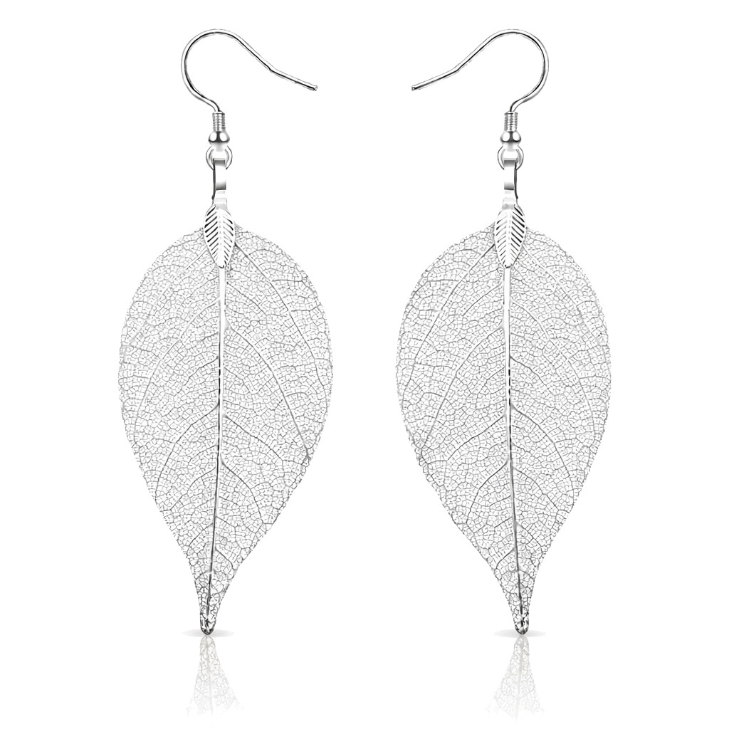 Dames oorhangers Blad oorbellen Leaf Zilverkleurig
