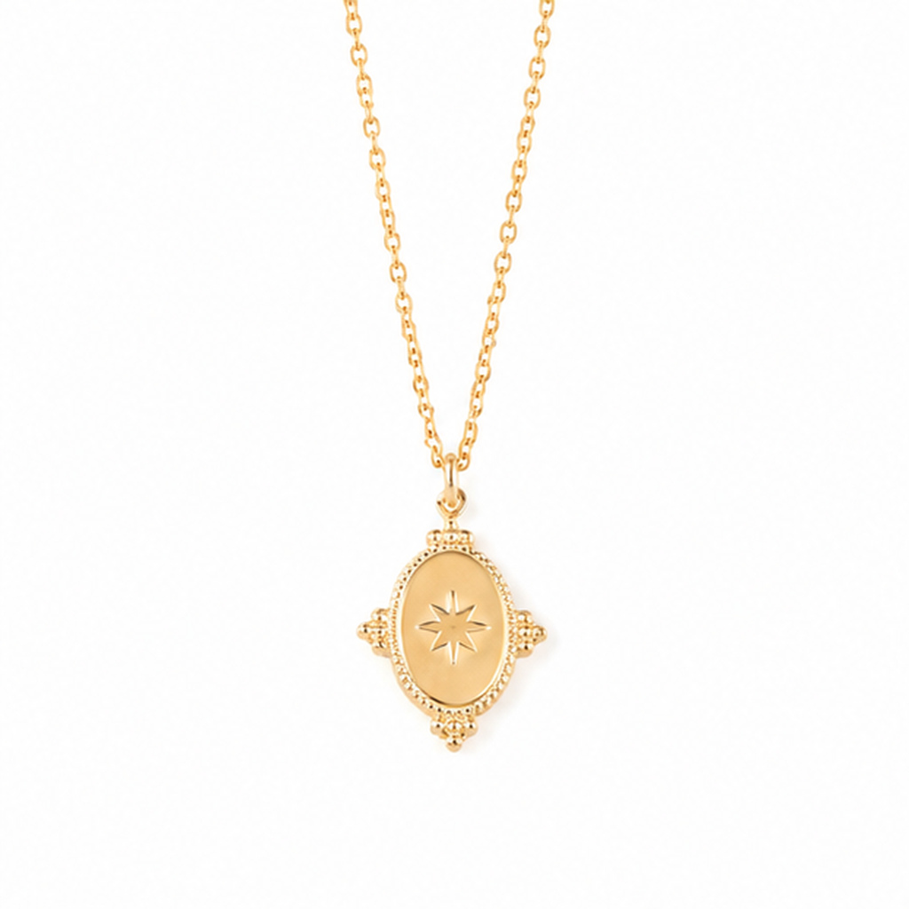 Deja Jewels Goudkleurige Dames Ketting met Ovaal Stermedaillon