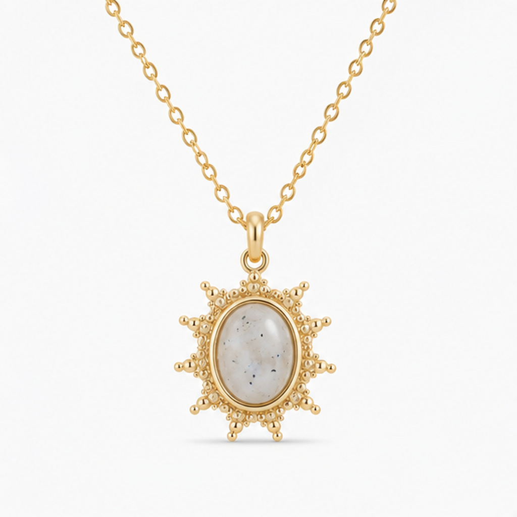 Deja Jewels Goudkleurige Dames Ketting met Ronde Witte Zonhanger