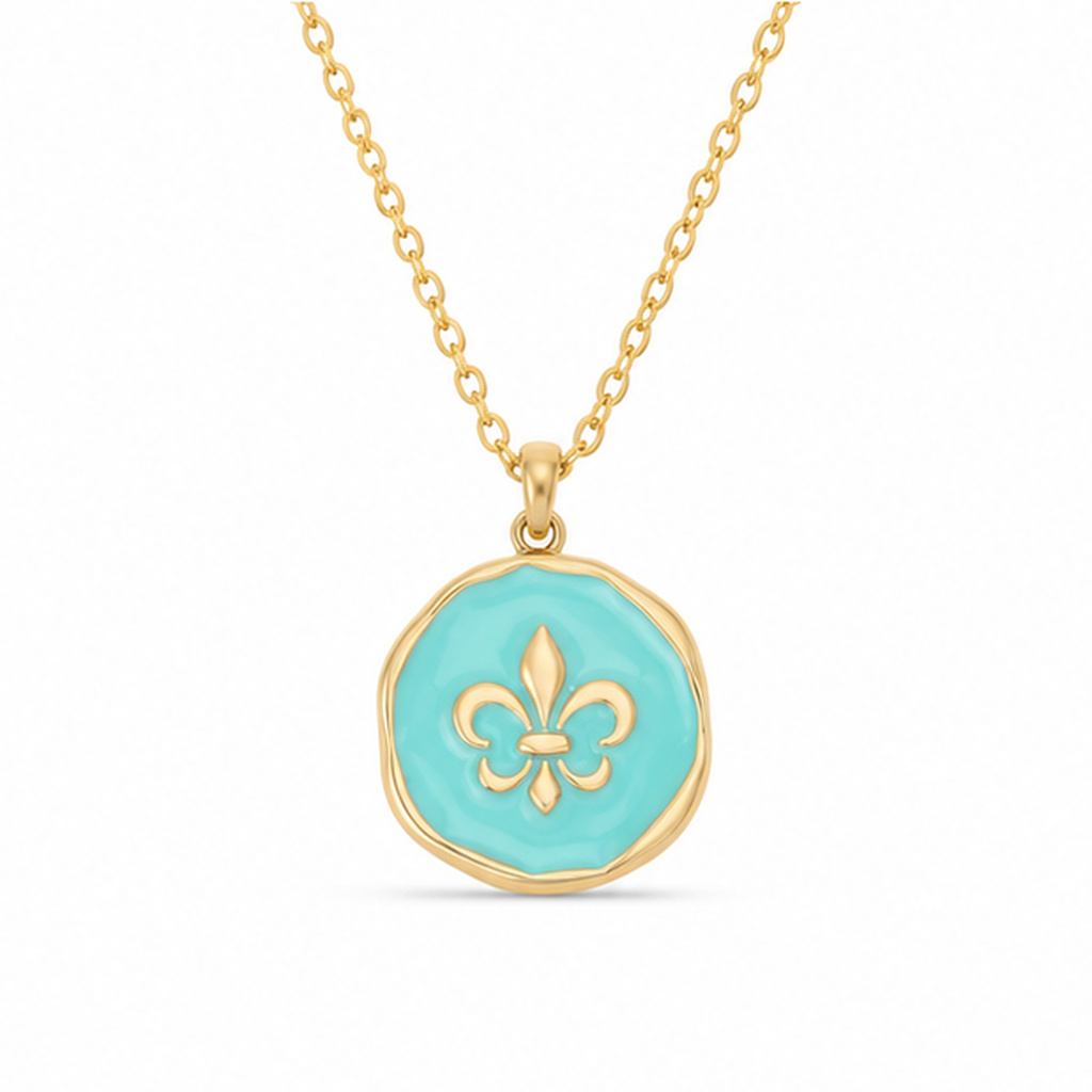 Deja Jewels Goudkleurige Dames Ketting met Turquoise Bloemmedaillon