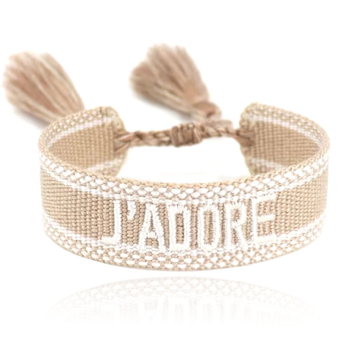 Deja J&apos;adore Macramé Armband - Beige/Wit afbeelding