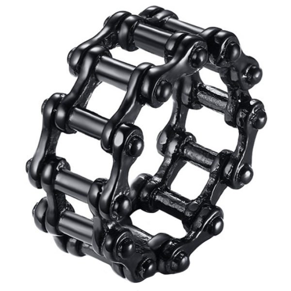 Edelstaal heren ring Bike Chain black-21.5mm afbeelding 3