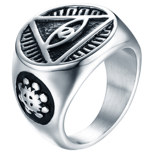 Edelstaal zegelring voor mannen Eye Of Providence-19mm afbeelding 3
