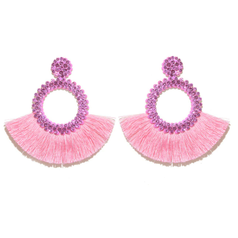 Fringe Oorbellen met Roze Strass van Cilla Jewels