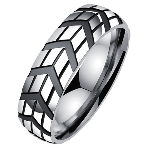 Gegroefde edelstaal heren ring-20mm afbeelding 3