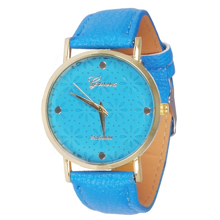 Geneva Platinum Fashion horloge Floral Light Blue