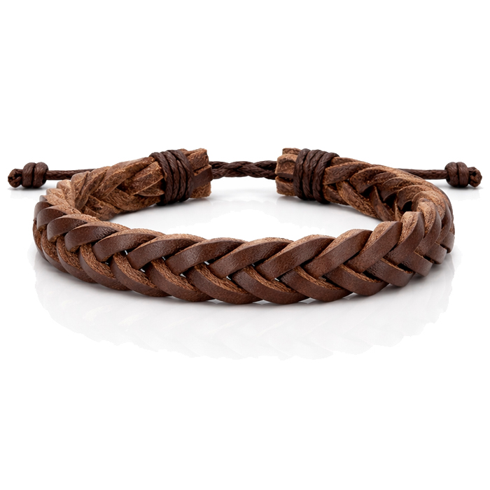 Gevlochten leren armband LGT Jewels Heren Bruin