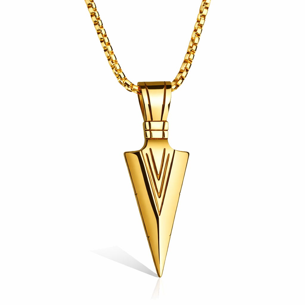 Heren ketting met hanger Edelstaal Viking Arrow Goudkleurig