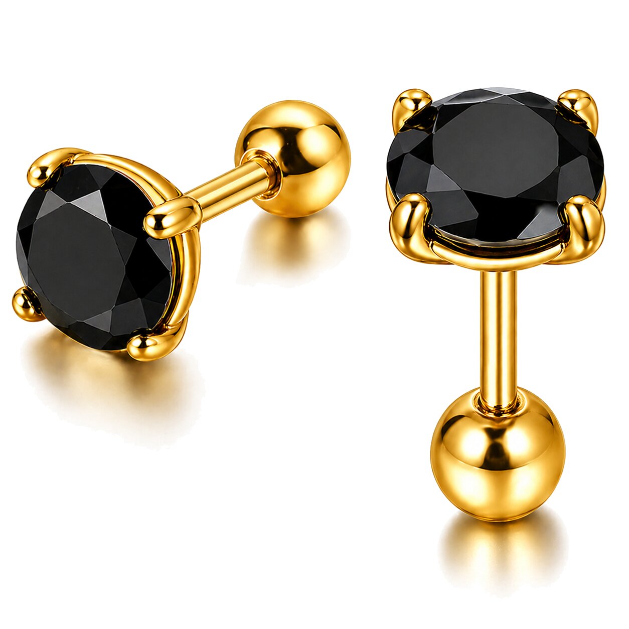 Heren oorbellen Black Royal King Crown Goudkleurig-7mm