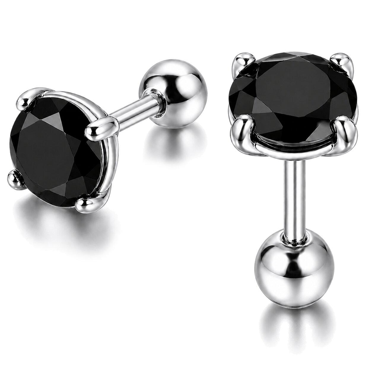 Heren oorbellen Black Royal King Crown Zilverkleurig-7mm