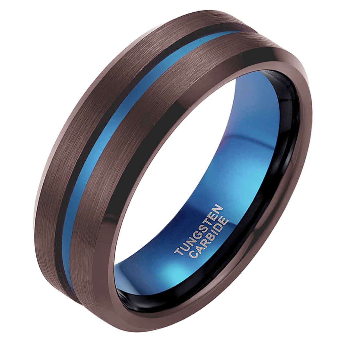 Heren ring Wolfraam Bruin Blauw 8mm-17mm afbeelding