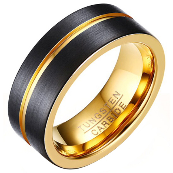 Heren ring Wolfraam Verguld Zwart Goud 8mm-21.5mm afbeelding 3