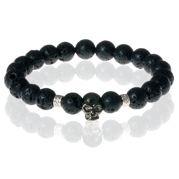 Kralen armband Memphis Lavasteen Skull afbeelding