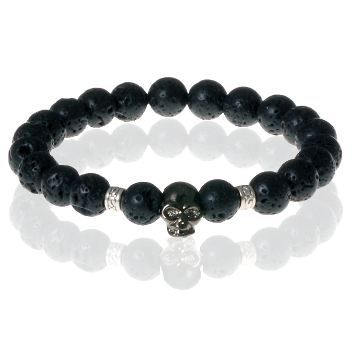 Kralen armband Memphis Lavasteen Skull