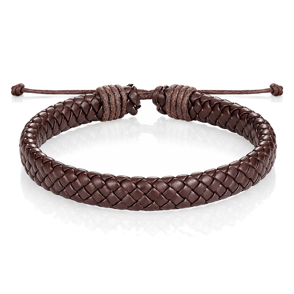 Leren armband Heren Bruin Verstelbaar Gevlochten leer