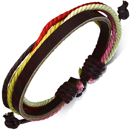 Leren Armband Met Touw Multicolor huismerk kopen in de aanbieding Leren Armband Met Touw Multicolor huismerk kopen in de aanbieding
