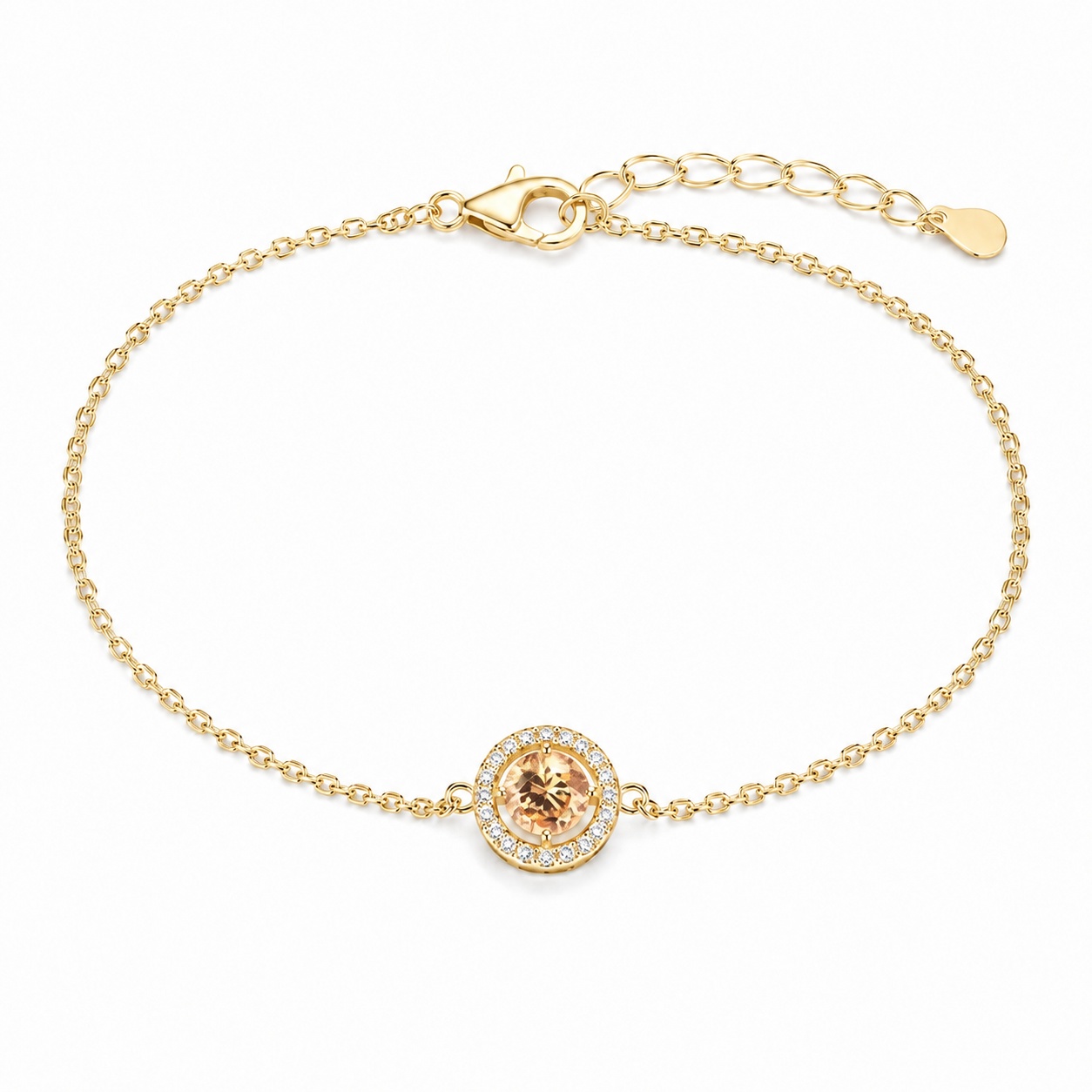 LGT JWLS Goudkleurige Dames Armband met Champagnekleurige Zirkonia