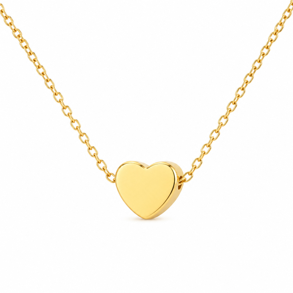 LGT JWLS Goudkleurige Dames Ketting met Kleine Gladde Harthanger