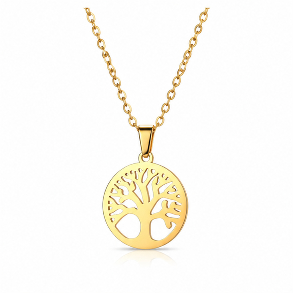 LGT JWLS Goudkleurige Dames Ketting met Levensboom Hanger