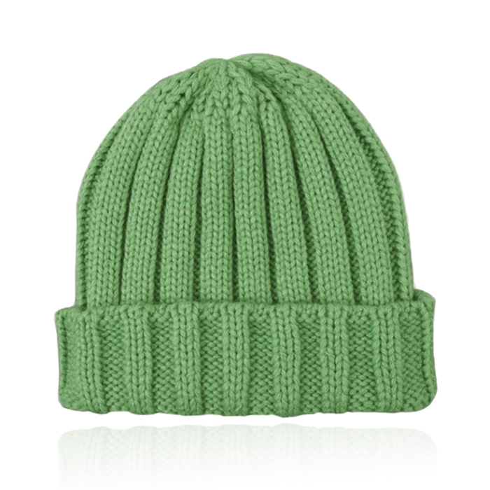 LGT JWLS Grofgebreide Dames Beanie met Omslagrand - Appelgroen afbeelding