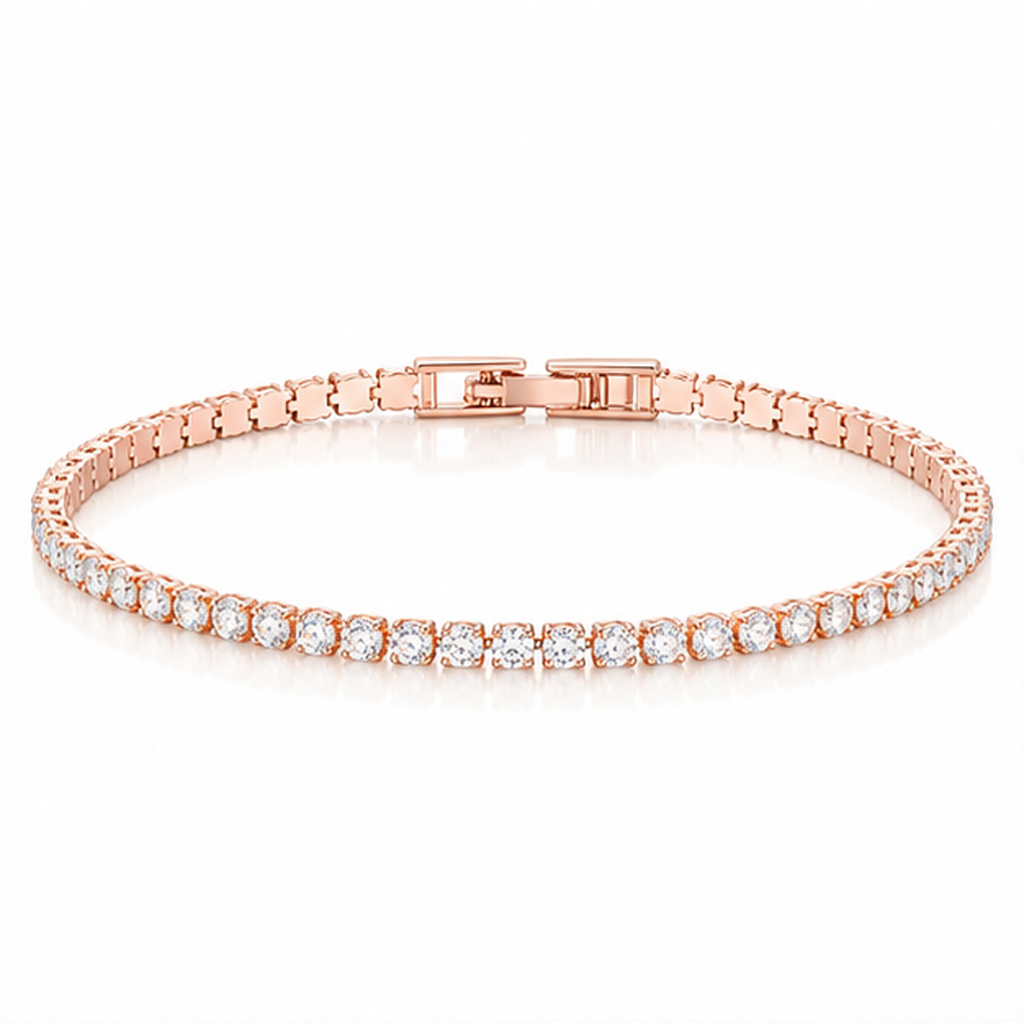 LGT JWLS Rosegoudkleurige Dames Tennisarmband met Witte Zirkonia 2,5 mm - 17cm