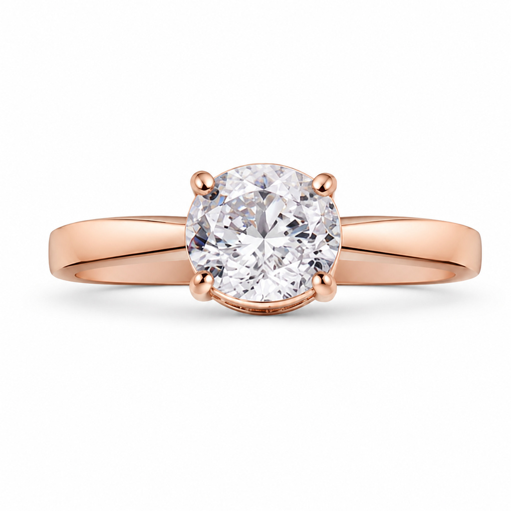 LGT JWLS Rosegoudkleurige Damesring met Solitair Geplaatste Ronde Zirkonia - 19mm afbeelding 3