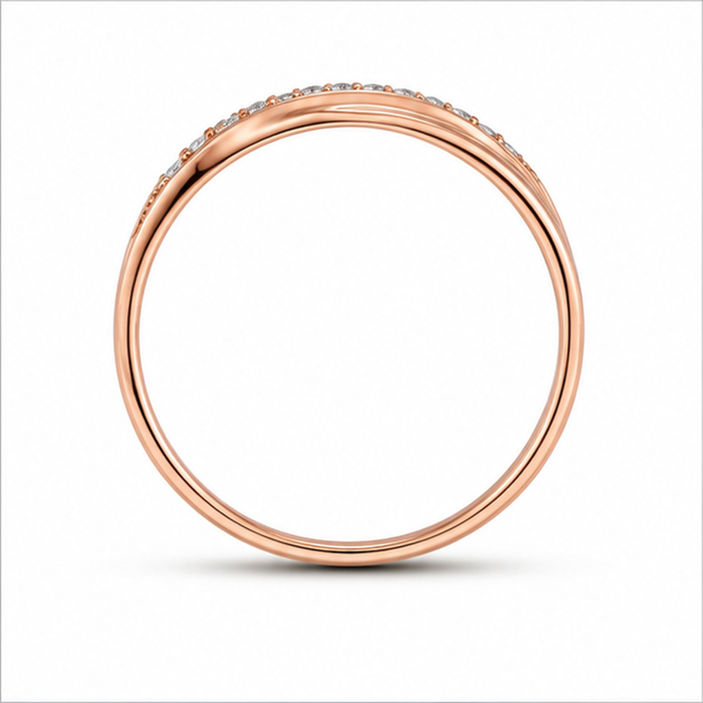 LGT JWLS Rosegoudkleurige Gedraaide Damesring met Schuine Rij Zirkonia - 18mm afbeelding 3