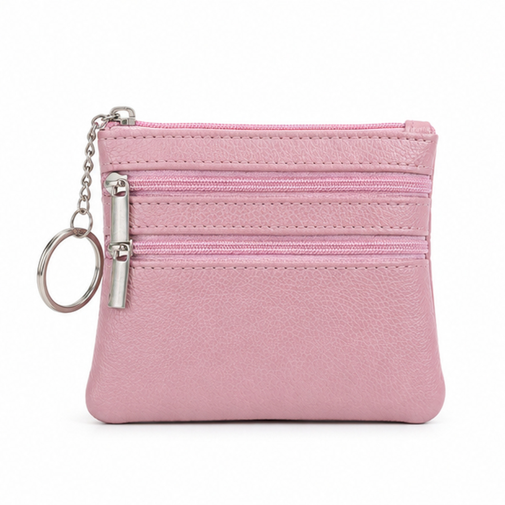 LGT JWLS Roze Kleine Dames Portemonnee met Ritsen en Sleutelring